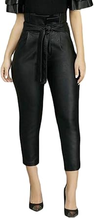 high waisted belted leather pants