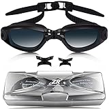 ZIONOR Swim Goggles, G5 Swimming Goggles Curved Lens Interchangeable Nosepieces No Leaking Anti-fog UV Protection Quick Release Strap for Adult Men Women Youth