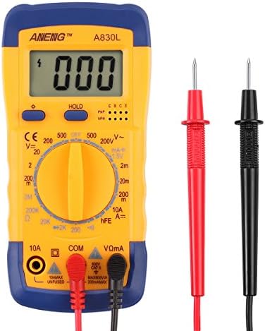 Digital Multimeter, Yeyunto A830L LCD Auto Ranging Multi Meter for Measuring DC AC Voltage, Current, Resistance, Capacitance, Frequency, Diode,Backlight LCD Display (yellows)