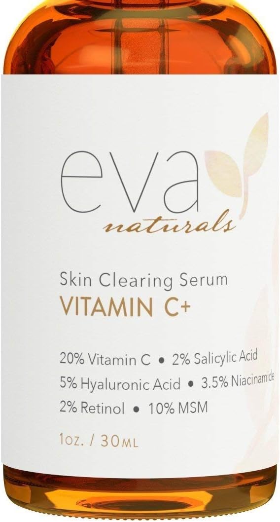 Eva Naturals Vitamin C+ Serum for Face, Anti-Aging Facial Serum with Niacinamide, Retinol, Hyaluronic Acid