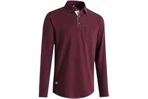 VEBOON Mens Long and Short Sleeve Polo Shirts Pocket Casual Solid Cotton Blend Drop Cut Collared Polo Shirts for Men