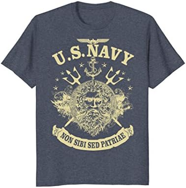 Mens Vintage T-Shirt U.S. Navy Non Sibi Sed Patriae XL Heather Blue