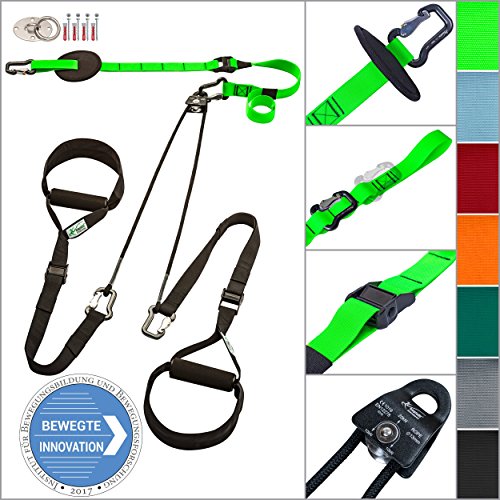 eaglefit® Sling Trainer EXCLUSIVE; Schlingentrainer mit Umlenkrolle, Deckenbefestigung, Türanker, Modell 2017
