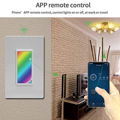 Smart WiFi Light Switch with Built-in LED Night Light Works with Alexa,Google Assistant and IFTTT, RGB Colors,In-Wall