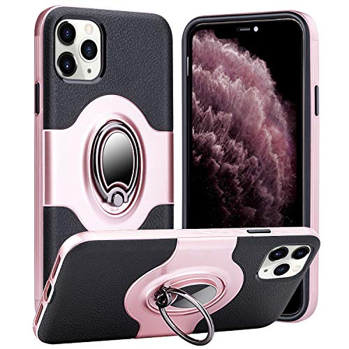 Dairnim for iPhone 11 Pro Max Case Ring Stand Holder Kickstand Function Rugged Shock-Absorption Support Magnetic Car Mount Holder Compatible with Apple iPhone 11 Pro Max 6.5 inch 2019, Rose Gold