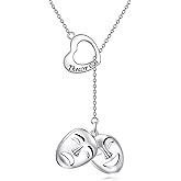 VONALA Theatre Drama Masks Necklace S925 Sterling Silver Tragedy Mask Pendant Necklace Theatre Jewelry Gift for Women