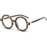 Gleyemor Retro Round Glasses for Men Women Vintage Circle Glasses Frames Costume Cosplay Eyeglasses Anti Blue Light Lens