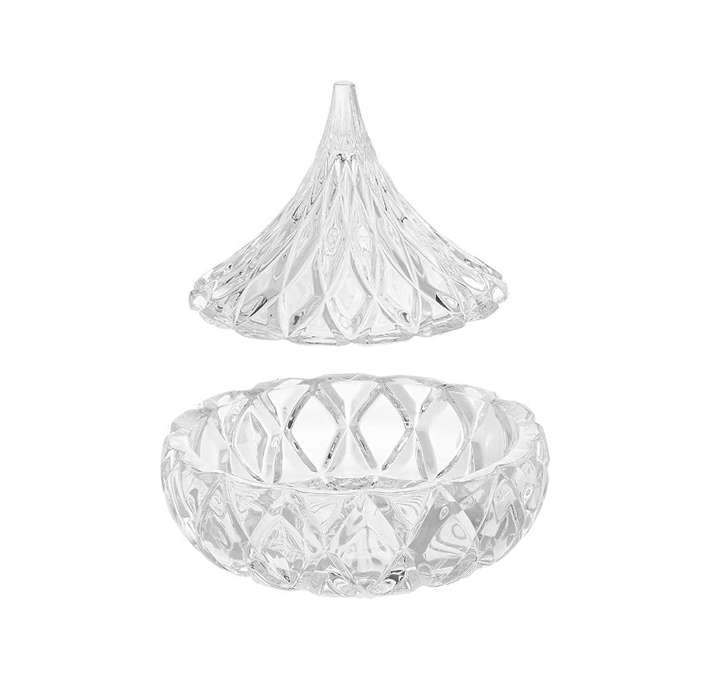 1Pcs 60ML 2OZ Clear Crystal Glass Candy Dish with Lid Small Decorative Candy Bowl Jar Storage Container for Home Kitchen Office Table Dessert Appetizer Serving