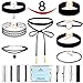 8 Piece Boho Chic Choker Set - Women and Girl - Adjustable - Leather Velvet and Lace - No Broken