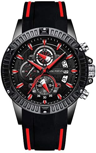 Mini Focus Men's Multifunction Chronograph Luminous Military Outdoor Sports Large Silicone Strap Quartz Wristwach