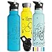 Kids Water Bottle Easy-Sip Straw Lid Leak-Proof Insulated Stainless Steel Thermos Perfect for School & Pickleball 3 Lids BPA-Free Keeps Drinks Cold for 24 Hours