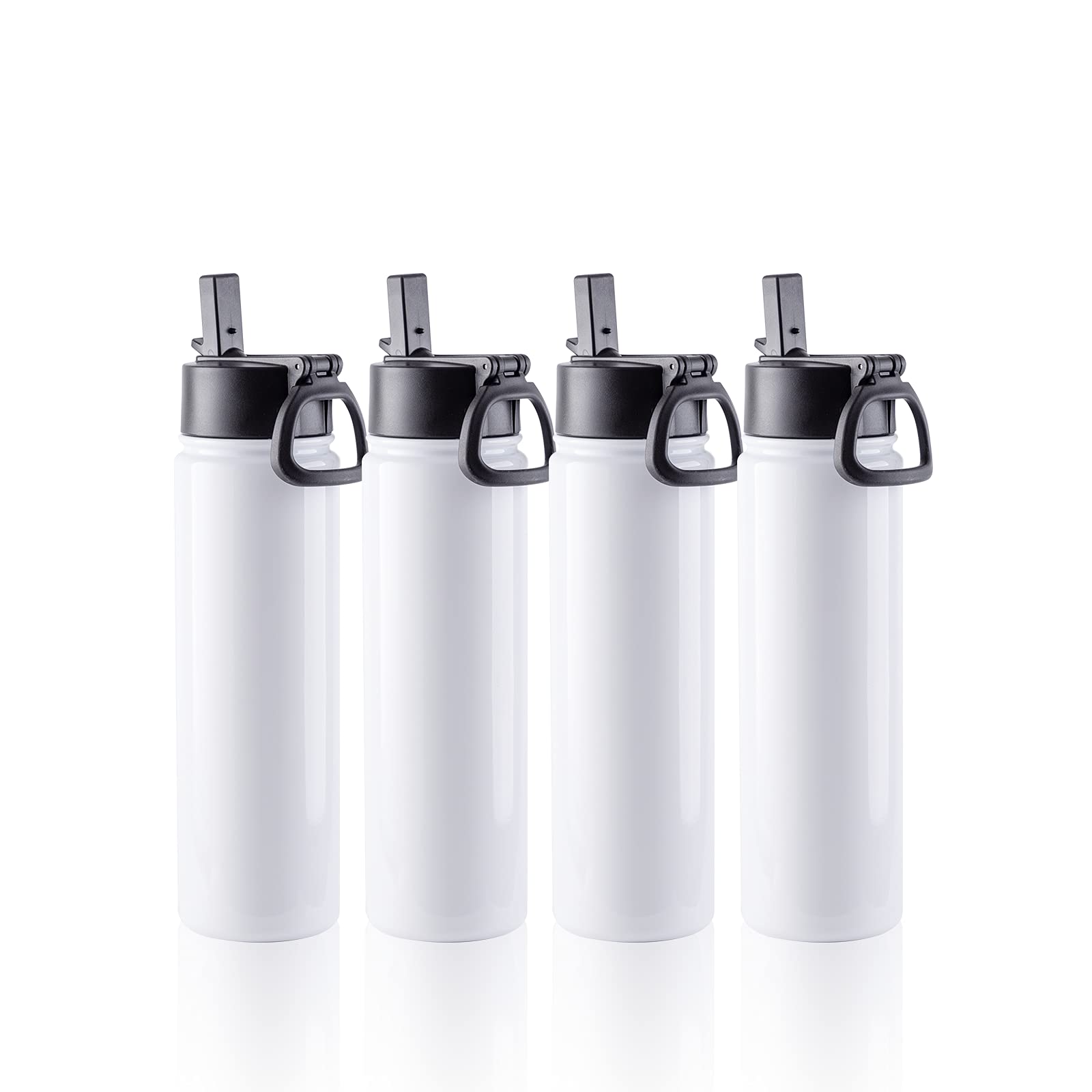 PYD Life 4 Pack Sublimation Blank Tumbler 22 OZ Sports Wide Mouth Stainless Steel Water Bottle Vacuum Flask with Straw and Portable Handle for Tumbler Press Machine Sublimation Print