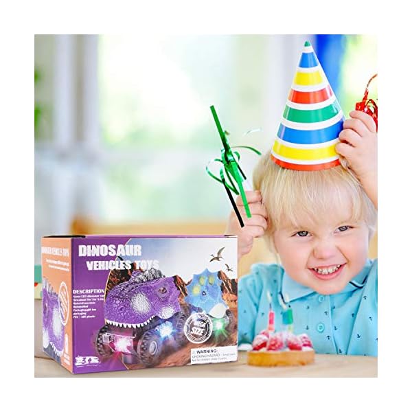 Vimzone-Dinosaur-Car-Toys-Electric-Dinosaur-Vehicles-Toys-with-LED-Light-Realistic-Sound-Big-Tire-Wheel-Dino-Cars-Gift-Presents-for-3-8-Year-Old-Boys-Girls-Toddlers-BluePurple-2-Pack Vimzone Dinosaur Car Toys, Electric Dinosaur Vehicles Toys with LED Light & Realistic Sound & Big Tire Wheel, Dino Cars Gift Presents for 3-8 Year Old Boys Girls Toddlers (Blue&Purple, 2 Pack)