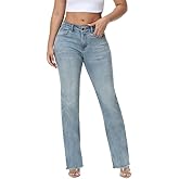 Madrirdma Baggy Jeans for Women Mid Rise Wide Leg Straight Jeans Trendy Denim Pants Without Belt
