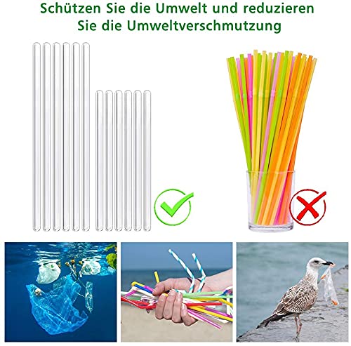 Glasstrohhalme Wiederverwendbar, 16er Set Metall Strohhalme Transparent Trinkhalm Gerade, Gesund, Umweltschonend… – Bild 6