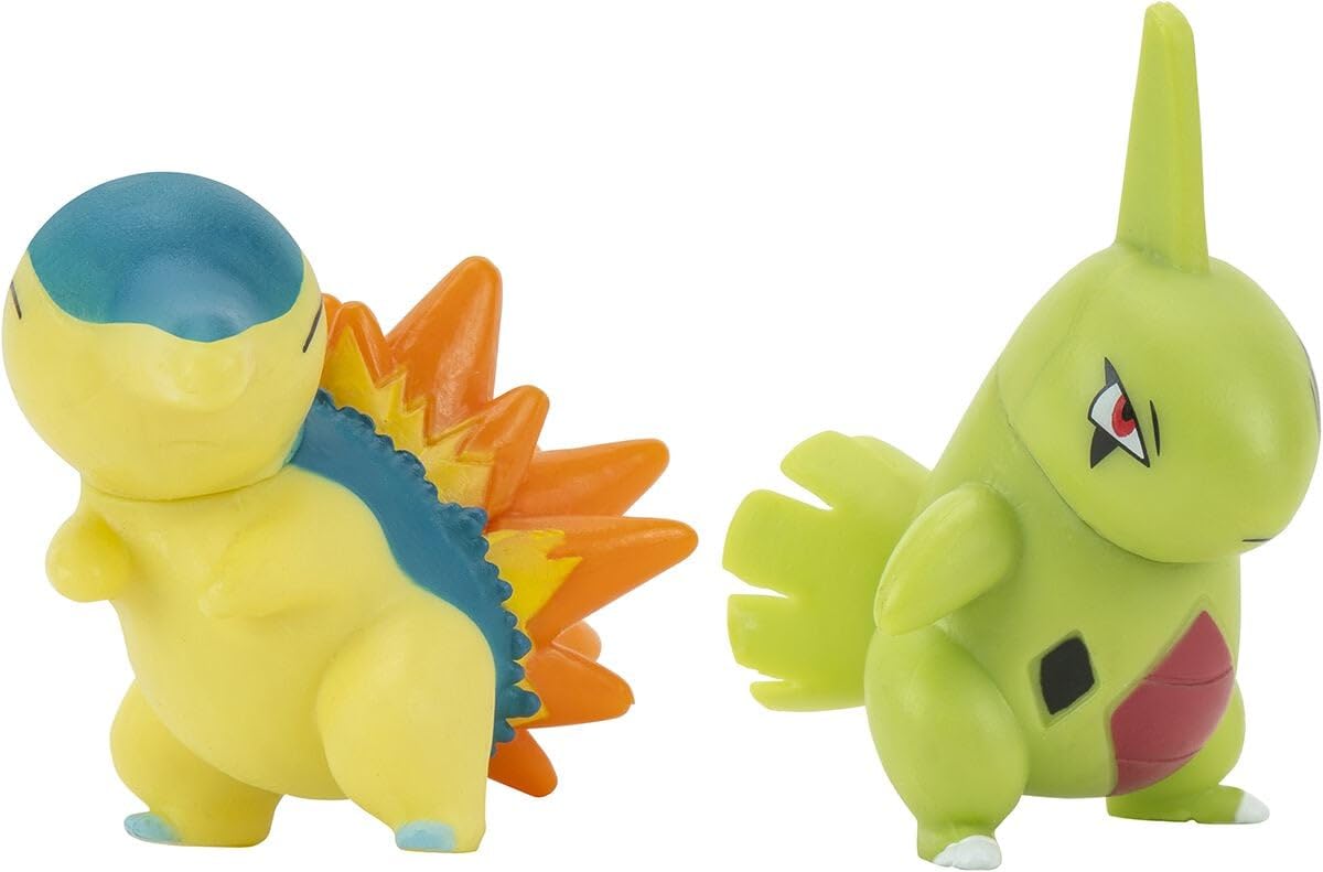 Pokémon PKW0140 Battle Figure Pack - Fiery Hedgehog & Larvitar, Official Articulated Figures, 5 cm Each