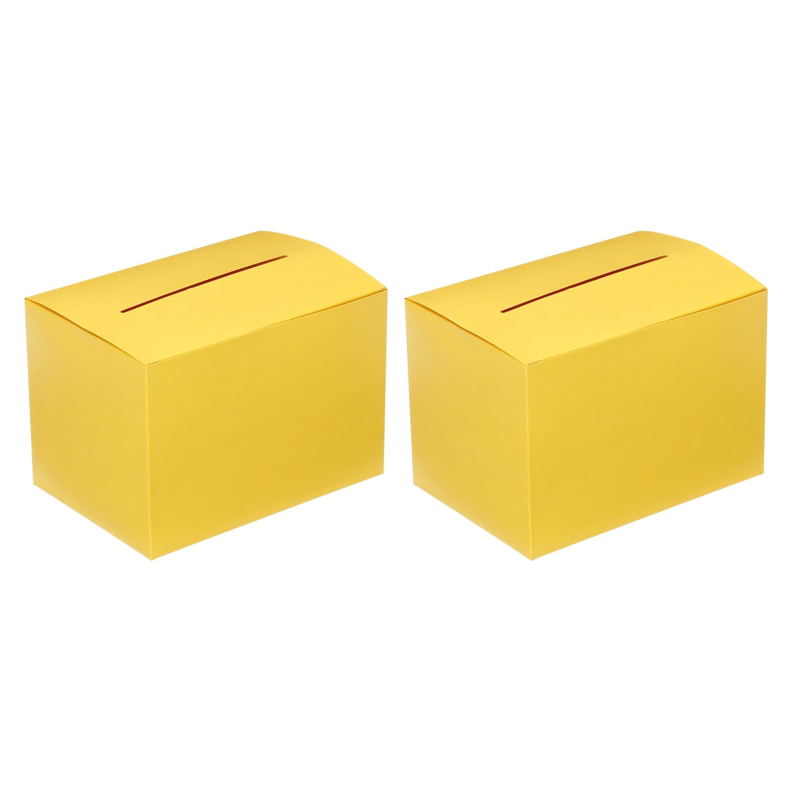 PATIKIL Yellow Cardboard Raffle Box, 2 Pcs 6.5 x 4.5 x 4.5 Inch Ballot Box with Removable Header Board for Suggestion, Collection, Tip, Donate, Voting