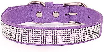 Reopet Bling Rhinestone Dog Collar - Sparkly Diamond Studded Small &amp; Medium Dog &amp; Kitty Collar - 1.0"15-18.5" - Purple
