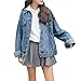 Dasior Women's Denim Jacket Long Blue Jean Jackets Button Down Casual Boyfriend Oversized Loose Coat (Blue, Large)