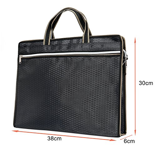 Zipper Business Document Bag, Lavince WaterProof Briefcase Office Handbag file bag Multi Purpose Usage for Files Folder Document Notebook iPad Macbook Stationery For Bussiness Meeting Office (Black)