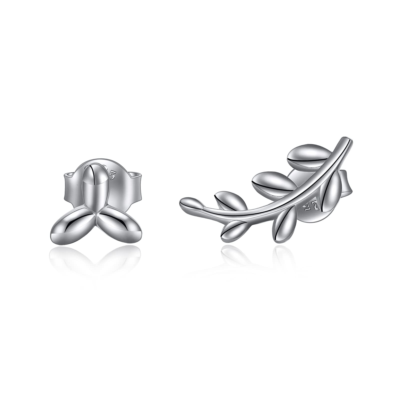 YFN Leaf Earrings Sterling Silver Leaf Stud Earrings Jewellery Gifts for Women Girls