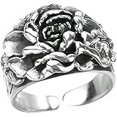 Retro Peony Flower Open Rings for Women Personalized Blossom Adjustable Vintage Floral Stackable Middle Thumb Finger Promise Statement Cocktail Party Ring Delicate Everyday Jewelry for Girlfriend