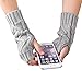 KUKOME Women Winter Fingerless Gloves Warm Knitted Hand Wrist Ladies New Warmer Mitten (Grey)