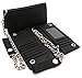 Bifold Black Genuine Leather Checkbook Holder Snap Button Wallet with a Chain