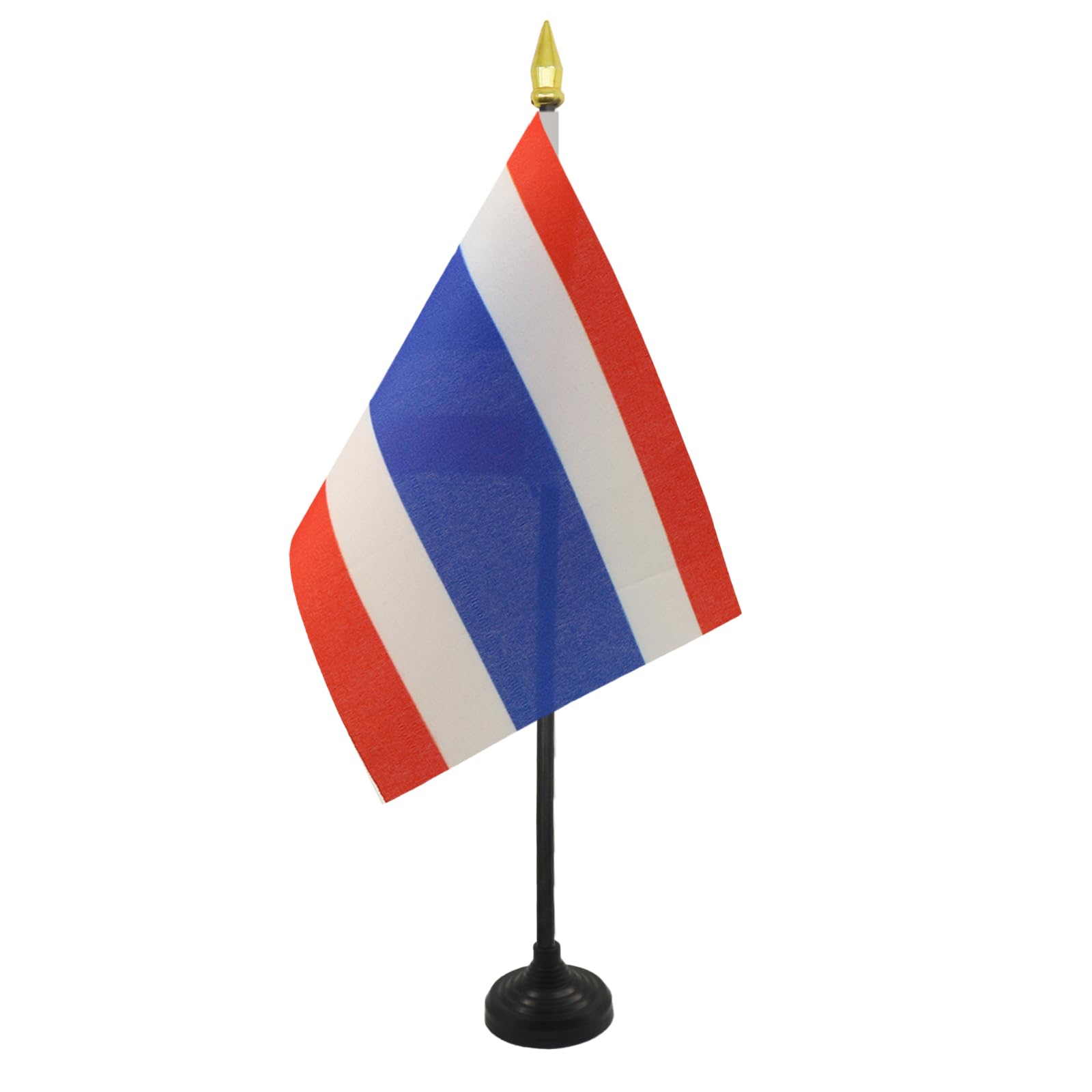 AZ FLAG - Thailand Table Flag 4'' x 6'' - Thai Mini Desk Flag 100% Polyester 15 x 10 cm - Office Mini Banner with 10'' Pole - Golden Spear