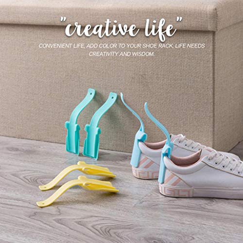 Lazy Shoe Helper, Portable Sock Slider - Handled Shoe Horn - Shoe Lifting Helper Easy on Easy Off, Plastic Shoehorn for Men, Women and Kids - Fits for All Shoes (Blue)