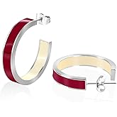 TaYolnFaSo Chunky Gold Earrings for Women C Shaped Round Hoop Earrings 18K Gold Plated Stainless Steel Enamel Earrings Jewelry Gift