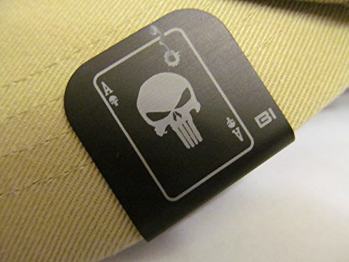 Skull Ace Playing Card With Smoking Bullet Hole Laser Etched Hat Clip Black