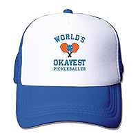 Sunshieldo Pickleball Worlds Okayest Pickleballer Trucker Caps RoyalBlue