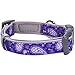 Blueberry Pet Soft & Comfy Paisley Flower Print Neoprene Padded Adjustable Dog Collar, Violet, Large, Neck 18