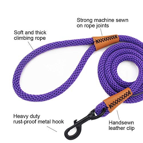 lynxking Braided Rope Dog Lead Leashes Pet Leash Dog Traction Rope Leashes Dog Walking Training Lead for Medium Large Dogs (4Feet Purple) - Thumbnail 2