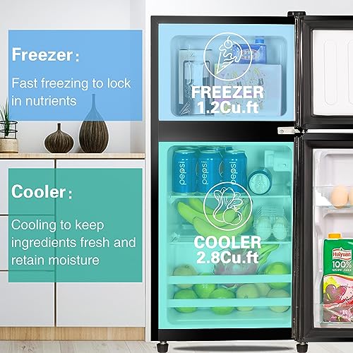 Anukis Compact Refrigerator 3.5 Cu Ft 2 Door Mini Fridge With Freezer
