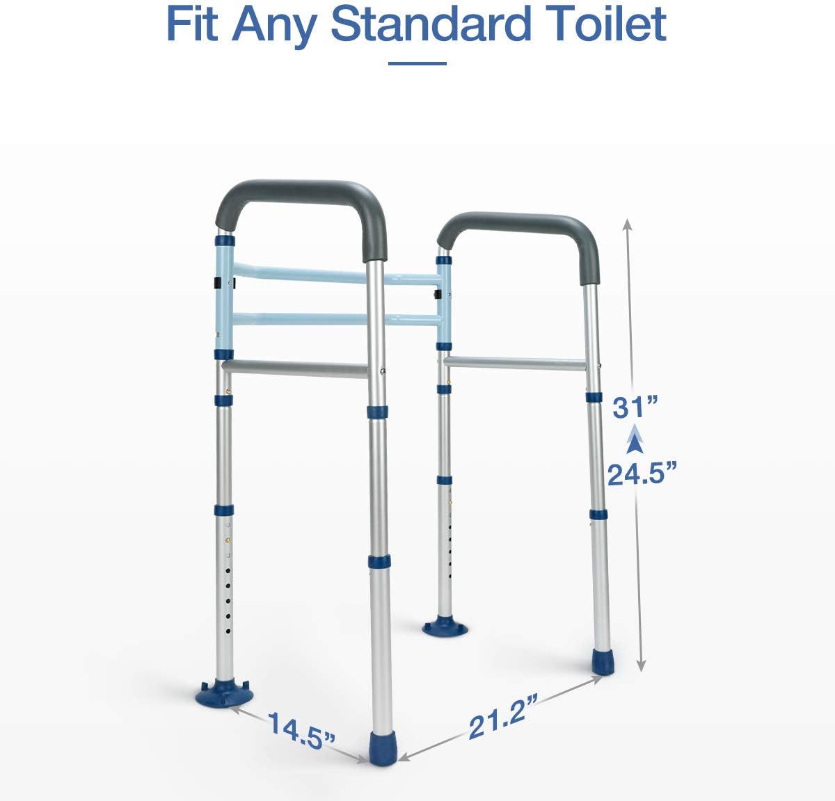 GreenChief Stand Alone Toilet Safety Rail with Free Grab Bar - Heavy Duty Toilet Safety Frame for Elderly, Handicap and Disabled - Adjustable Freestanding Toilet Handrails Helper, Fit Any Toilet : Health & Personal Care