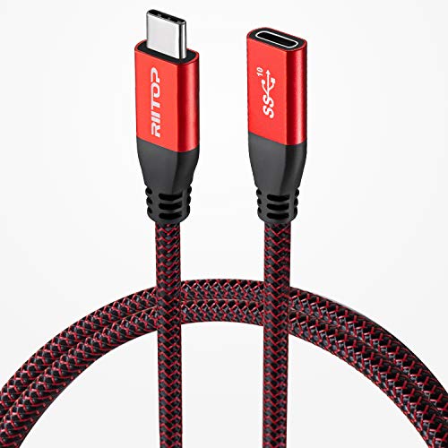 USB C Extension Cable Short 2ft, RIITOP USBC Male to Female Braided