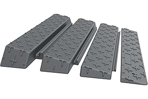 OranLite 1", 2", 3", 4" inch Rise Assemble Threshold Ramp, 4-Piece Design Durable HDPE Extensible Doorway Ramps, Detachable Portable Wheelchair Ramps (1"-4" Assemble Ramp)