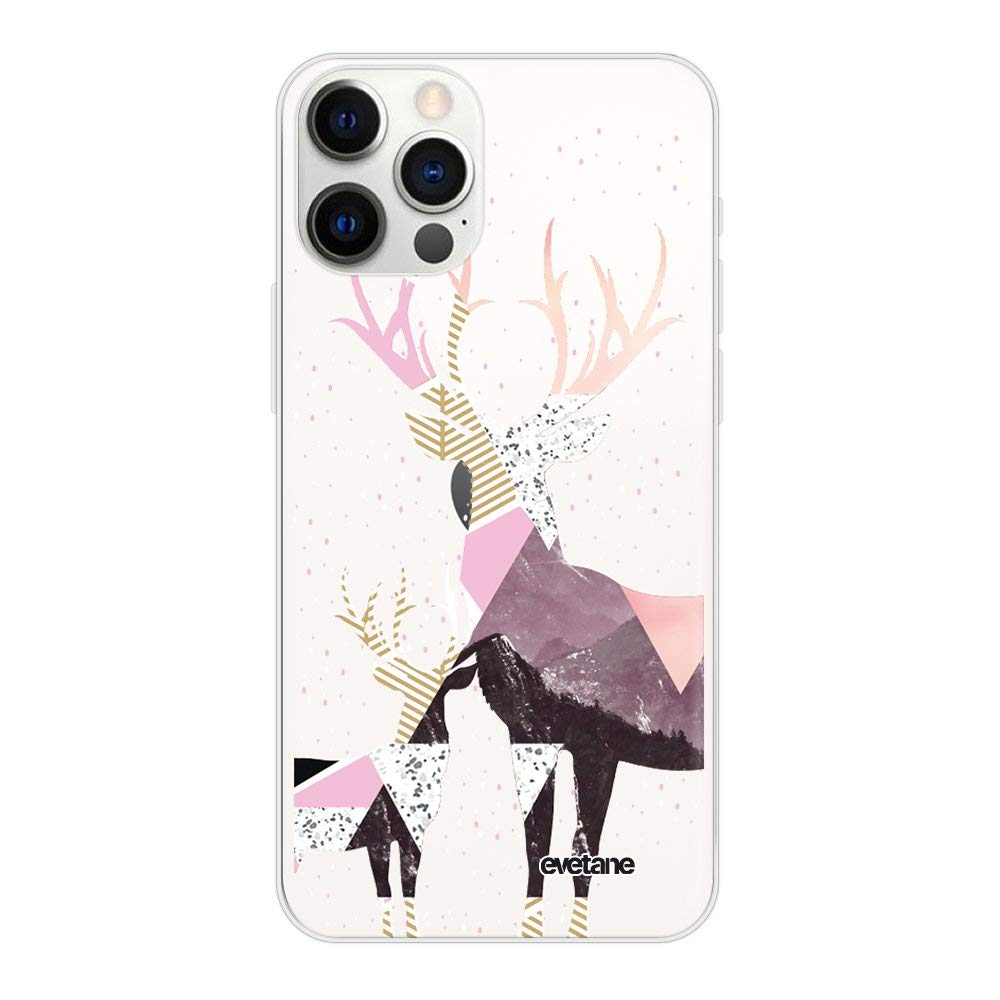 Evetane - Silicone Case Compatible with iPhone 12/12 Pro - Flexible Protection, Ultra Resistant - Thin and Transparent - Back Cover - Deer Pattern — image 1