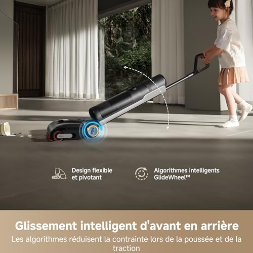H15 Pro Aspirateur Laveur, Bras robotisé AI DescendReach, Triple arête, 21 000 Pa, antinœuds, Lavage Brosse immersif 100°C, séchage 5 Min 90°C, contrôle par Application, portée à Plat 180°