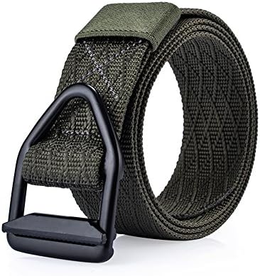 LANGCHEN Men's Military Style Army Tactical Nylon Webbing Adjustable Buckle Belt Army Green