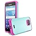 Kyocera Hydro Air, Kyocera Hydro Wave Case, RANZ Hot Pink with Aqua Blue Hard Impact Dual Layer Shockproof Bumper Case for Kyocera Hydro Wave C6740