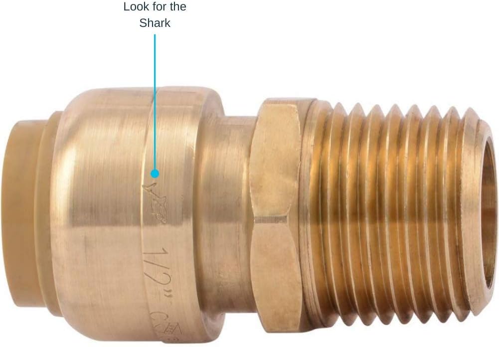 SharkBite U134LFA Straight Connector Plumbing, Male 3/4 in, MNPT, PEX Fittings, Push-to-Connect, Copper, CPVC, 3/4-Inch by 3/4-Inch - Pipe Fittings - 
