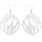 Giraffe Resting Under the Tree Drop Earring - Christmas Gift Jewelry