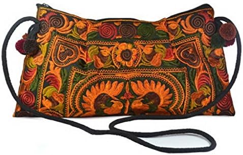 GaanZaLive36 Hmong Hand Stitching Embroidered Laptop Computer Sling Crossbody Shoulder Messenger Travel Bags Tactical Pouches Sports Fan Picnic Kid Backpacks Sleeves Cell Phone (11.5L x 7H inch,Brown)