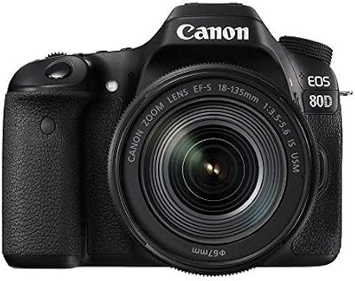 EOS 80D - Cámara réflex digital de 24.2 MP (pantalla táctil de 3", video Full HD, enfoque automático, WiFi, objetivo Canon EF 18 - 135 mm f/3.5 - 5.6 IS (versión importada))