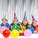 Sumind 4 Packs Photo Booth Backdrops Foil Curtains Metallic Tinsel Backdrop Curtains Door Fringe Curtains for Wedding Birthday Christmas Halloween Disco Party Favour Decorations (Matt Silver)