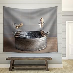 Simple Things Series - Two Peanuts Going to Swim - Fabric Wall Tapestry Home Decor - 51x60 inches