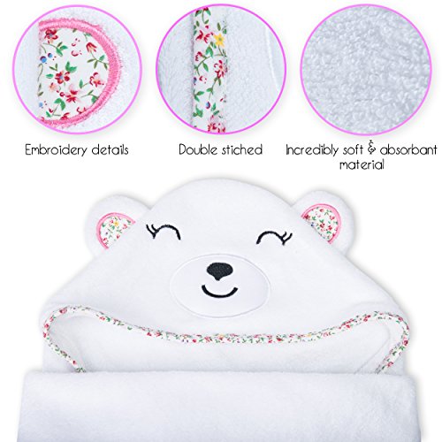 image for Organic Bamboo Hooded Baby Towel - Bonus Washcloth | Absorbent and Sup